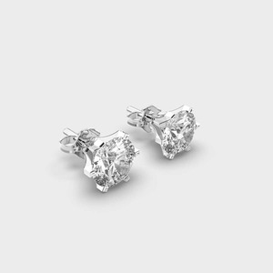 IGI Certified Lab Grown Round Brilliant Diamond Stud <b>Earrings</b> Solid 925 Sterling <b>Silver</b> 6 Prong Solitaire Diamond <b>Earrings</b> - Product Image 3