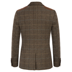 OEM completamente foderato tacca con risvolto a due bottoni in finta pelle scamosciata Plaid retro Slim Fit <span class=keywords><strong>blazer</strong></span> per <span class=keywords><strong>uomo</strong></span> - Product Image 4