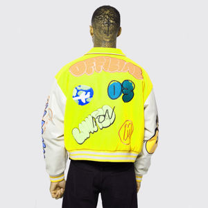Veste de baseball pour homme OEM, style Letterman, avec motif graffiti brodé personnalisé, veste bomber universitaire, streetwear, veste décontractée d'hiver - Product Image 6