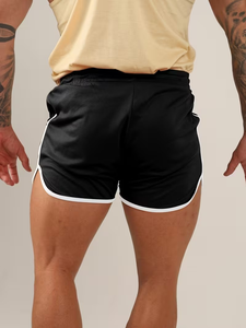 Shorts de sport confortables pour hommes couleur unie coupe ample lettre décontractée Shorts imprimés Polyester Short de sport en maille vierge pour hommes - Product Image 3