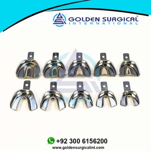 Plateaux d'empreinte dentaire en acier inoxydable, à verrouillage de bord, non perforés, lot de 10 pièces, supérieur et inférieur - Product Image 6