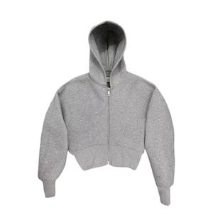 Sweat à capuche unisexe en polaire 100% coton personnalisé avec strass, motif scintillant en cristal, streetwear, vente en gros - Product Image 3