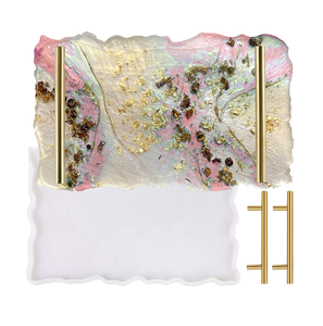 Plateau de service en résine époxy avec poignée Plateau décoratif pour petit-déjeuner Plateau de service en résine époxy à prix abordable - Product Image 4