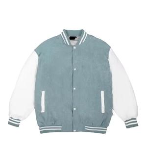 Chaqueta Universitaria de Invierno Personalizada OEM, Negra, de Alta Calidad, con Logotipo Bordado, Parche de Cuero de Pescado, Chaqueta Bomber de Béisbol, Chaqueta Universitaria de Punto de Lana de Oveja - Product Image 5