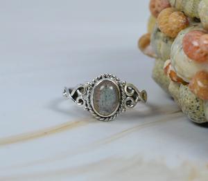 Bague en argent 925 avec labradorite naturelle, pierre ovale, cadeau pour elle, bague d'anniversaire - Product Image 5