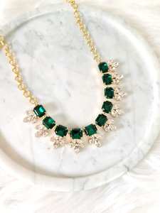 Collier de mariage indien avec émeraude Collier de mariée avec émeraude Collier ras du cou avec émeraude Collier du sud de l'Inde - Product Image 1