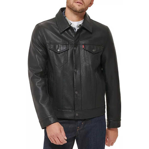 Veste homme coupe ajustée, veste en cuir de camionneur coupe-vent et chaude pour l'hiver, veste en cuir véritable pour homme, vestes pour homme - Product Image 5