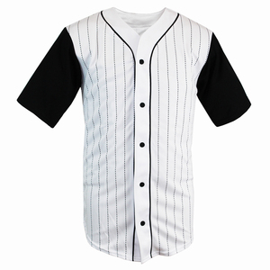 Wholesale Men's <b>Black</b> Color Baseball Jersey Full Button up V-Neck T-shirts With Customized Name & Label - Product Image 3