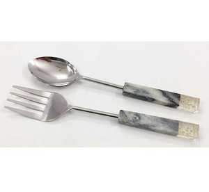 ด้ามจับเรซิน & ไม้ & สแตนเลสพร้อมเซิร์ฟเวอร์สลัดชุบเงินสำหรับใช้ทำมือในห้องครัวอุปกรณ์เสริม - Product Image 5