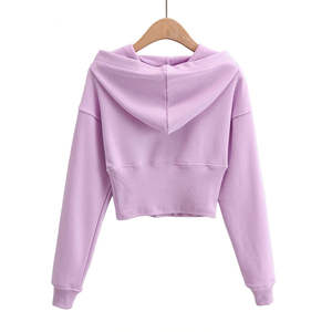 Top Selling Cotton Thick Turtleneck Hoodie for Women Crop Top Design with Front Logo pullover Short Hoodies for Winter wear logo - Product Image 2