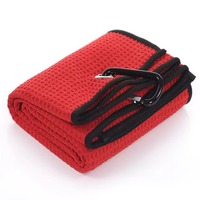 Serviette de golf gaufrée en microfibre douce et durable en polyester, avec logo personnalisé BIRD BLOOM MSW_GT-124, mousqueton, idéale pour le yoga et les hommes