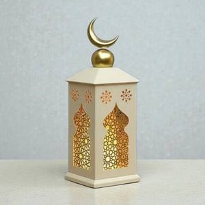 Elegant Metal Ramadan Crescent Lantern Set with Intricate Cutwork Soft Candle Glow Festive Home <b>Table</b> <b>Decor</b> - Product Image 4