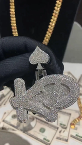 Personalizado Iced Out Hip Hop placa de identificación sólido 925 plata esterlina plateado colgante Moissanite diamante colgante - Product Image 4