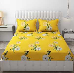 Ensemble de draps de lit bio 3 pièces en coton de qualité 200TC, imprimé floral solide, style classique, confortable et idéal pour les cadeaux. - Product Image 1