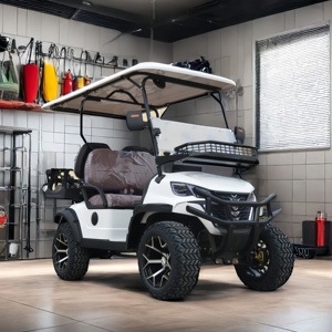 Voiturette de golf électrique 6 places avec pneus tout-terrain, batterie au lithium, 4 roues, autonomie de 18 trous pour chariots - Product Image 1