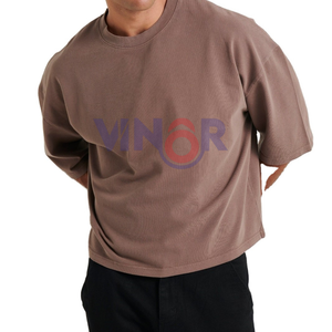 เสื้อยืดโอเวอร์ไซส์ผ้าฝ้ายใส่สบายสำหรับผู้ชายเสื้อยืดโอเวอร์ไซส์ธรรมดาหลากสีโลโก้ตามสั่ง - Product Image 4