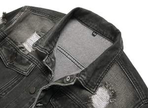 Nouvelle veste en jean en coton imprimé à la mode fabriquée en usine, veste vintage durable pour hommes - Product Image 3