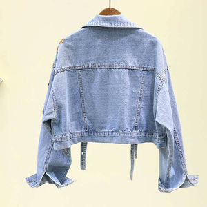Manufacturer's Women's Casual Reversible <b>Denim</b> <b>Jacket</b> 100% Cotton Solid Pattern Button Logo Decoration Winter - Product Image 6