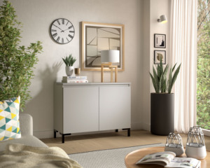 Terraneo Modern Wood Compact <b>Sideboard</b> with Metal Handles and Doors/Shelves for Living Room Organization - Product Image 3
