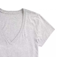 Kaos Wanita Kasual Polos V-Neck Musim Panas 2026 Bahan Katun Poliester Bordir Logo Custom Sablon Ramah Lingkungan