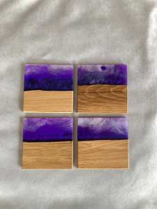 Sous-verres de luxe en résine époxy et noyer de couleur violette forme carrée parfaite pour les cadeaux de mariage décor à la maison thé vin tasse utilisation - Product Image 3