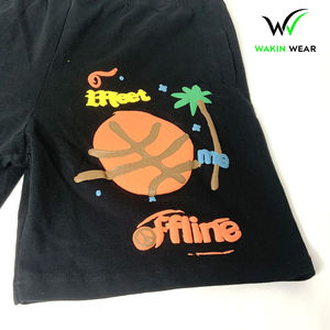 Wholesale Rate With Own Logo Breathable Outer Wear Highest Quality Sweat <b>Shorts</b> Black Cotton Puff Print Sweat <b>Shorts</b> - Product Image 4