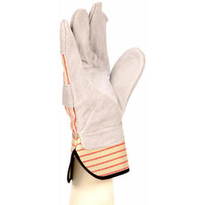 Cowhide Leather Work <b>Gloves</b>, General Purpose <b>Safety</b> Cuff, Red Striped Chemical Resistance Smooth Grain for General Purpose - Product Image 2