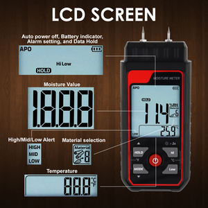 Medidor de Humedad Digital Tipo Pin Directo de Fábrica con Alarma de Color y Pines Reemplazables para Madera, Materiales de Construcción - Product Image 4