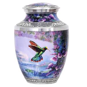 Urnes de crémation pour adultes en laiton classique de haute qualité et haut de gamme Urnes funéraires en métal fini bleu de belle conception. - Product Image 4