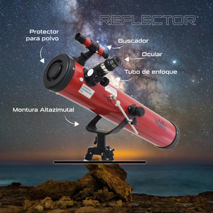Telescopio da Esterno - Riflettore Wallis 700mm x 76mm con Montatura Altazimutale, Ingrandimento 350x, Rosso - Product Image 6