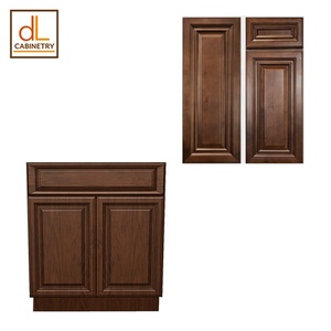 Puerta de Panel elevado de MDF de madera maciza moderna, armario de fregadero de cocina de cierre suave con bisagra de madera contrachapada, cajón deslizante RTA - Product Image 1