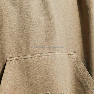 Sweat-shirt à capuche surdimensionné pour homme personnalisé, délavé et usé, 100% coton, tissu éponge français, sweat-shirt à capuche uni de haute qualité, délavé et usé - Product Image 4