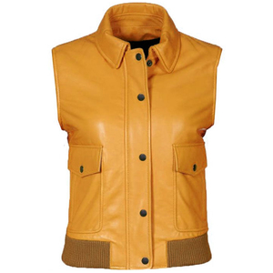 Chaleco de Cuero Genuino sin Mangas para Mujer, Estilo Superior, Colores Personalizables, Botones de Alta Calidad, Impermeable, Transpirable, Tejido de Lona - Product Image 5