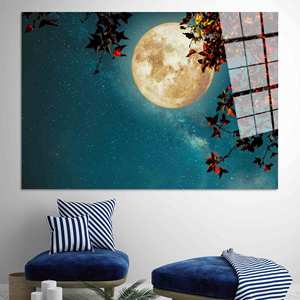 Arte de Pared Luna Llena: Decoración Impresa en Lienzo, Decoración Serena para Habitaciones, Arte en Vidrio Templado - Product Image 1