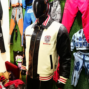 Chaquetas universitarias con letras bordadas para hombre, cuello levantado, patrón sólido, cierre de un solo botón, tela de lana 100% para ropa de calle de invierno - Product Image 2