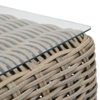 Table basse rectangulaire en rotin avec dessus en verre-Meubles de patio extérieur modernes