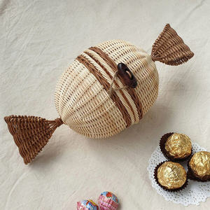 Panier de rangement en rotin naturel fait à la main pour le Ramadan, panier à bonbons tissé - Product Image 1