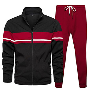 ชุดวอร์ม2ชิ้นสำหรับผู้ชายชุดออกกำลังกายเสื้อวอร์มสีพื้นกางเกงเหงื่อชุดกีฬาสำหรับผู้ชายชุดออกกำลังกาย - Product Image 4