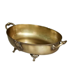 Plat de service vintage en laiton, forme optimale, en métal plaqué or, design tendance, plat à fruits pour la maison et la vaisselle de mariage - Product Image 3