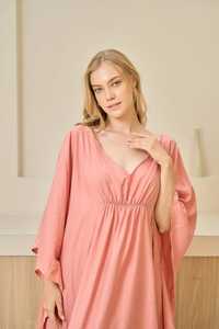 Precio al por mayor 100% tela de algodón cuello en V verano liso Kaftan vestido 3/4 mangas cómodo bohemio elástico largo Kaftan - Product Image 5