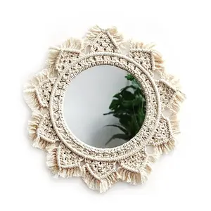 Design Mirror Handwoven Mirror Wall Hanging Decoration Living Room Decorative Round Handicraft