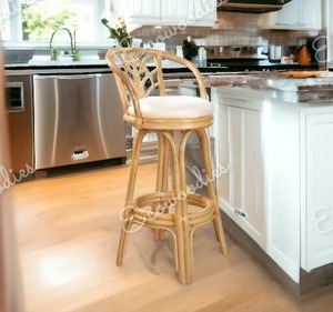 Mostrador de cocina de lujo moderno, silla de barra de altura de bambú, taburete de Bar con respaldo Simple de buena calidad para cocina, cafetería y decoración del hogar - Product Image 1