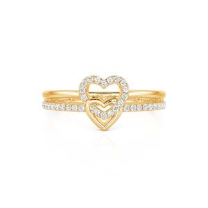 Bague de promesse Jeulia plaquée or rose à double rangée de cœurs entrelacés - Product Image 1