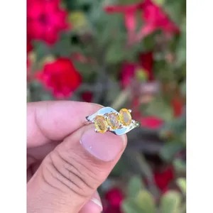 925 <b>Silver</b> Handmade Statement <b>Ring</b> with Yellow Sapphire Topaz Oval Cut Rhodium Plating for <b>Men</b> Everyday Wear - Product Image 1