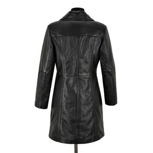 Manteau trench en cuir véritable vert long et ajusté pour femmes, streetwear, ODM, hiver, écologique, séchage rapide, imperméable, nouveau classique - Product Image 3