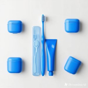 Elegante Kit de cepillo de dientes de hotel Azul | Juego minimalista de cuidado bucal con pasta de dientes y estuche de viaje 100 caja personalizada - Product Image 3