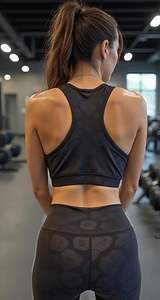 Ensemble de yoga noir pour femmes soutien-gorge de sport élégant avec demi-short assorti sans couture gym fitness vêtements de sport tenue d'entraînement - Product Image 5