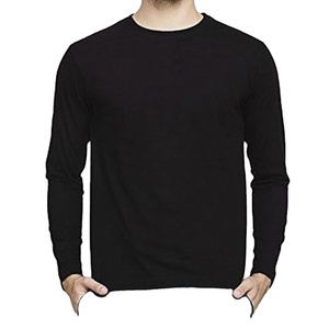 OEM de lujo personalizado camiseta O cuello sólido liso de manga completa de algodón poliéster hombre Camiseta secado rápido suelta ajuste Oversize camiseta de hombre - Product Image 1