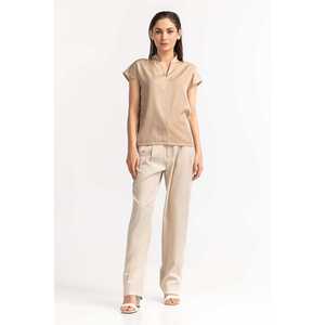 Top de Punto Beige de Cuello Alto para Mujer WM-CS-SS24-021 - Product Image 1