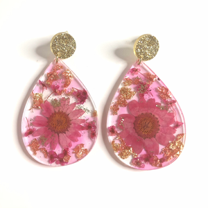 Pendientes de aro de moda para mujer con diseño personalizable de epoxi de resina ecológica de moda con perla de piedra principal - Product Image 3